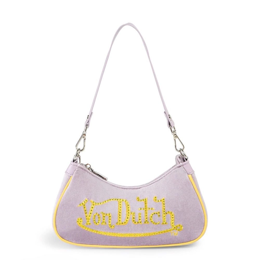 Von Dutch Lavender and Gold Shoulder Bag Y2K inspired